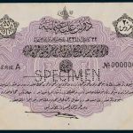Specimen 20 Piastres Banknote 1916 Turkey Ottoman Empire Collection No.27 Front